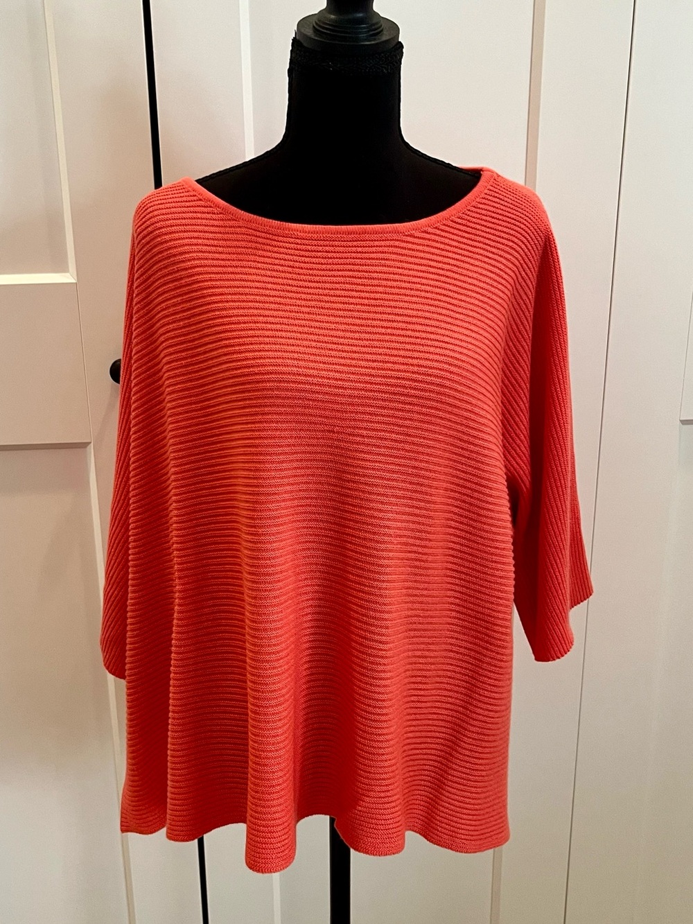 Fate Coral Ribbed Knit Sweater/Poncho Soft & So Cozy Minimalist Colorful Size L